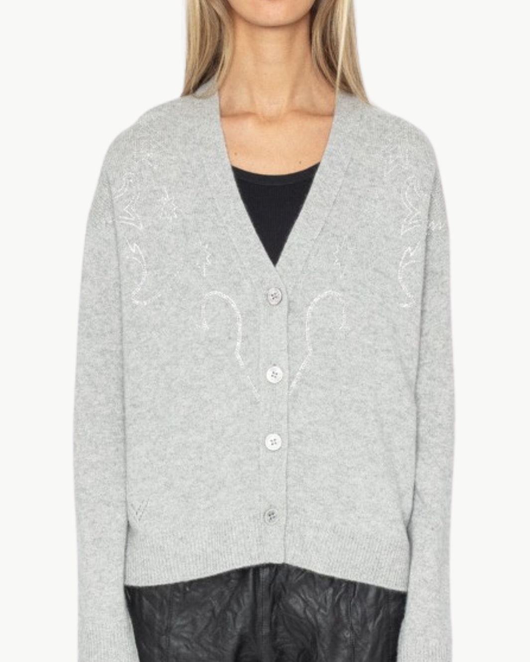 MIRKAS CASHMERE CARDIGAN IN GRIS CHINE CLAI - Romi Boutique