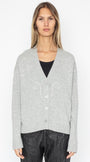 MIRKAS CASHMERE CARDIGAN IN GRIS CHINE CLAI - Romi Boutique
