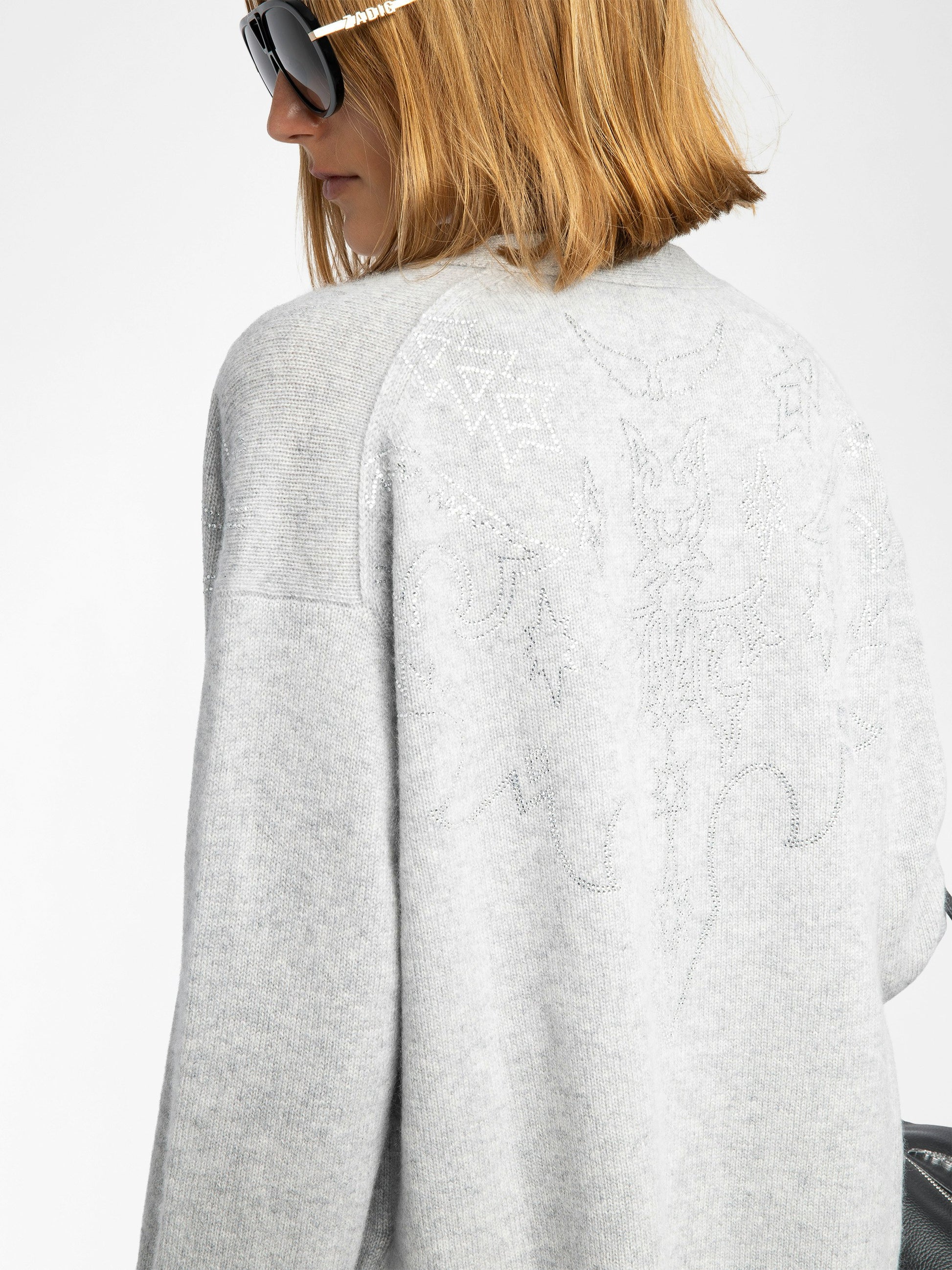 MIRKAS CASHMERE CARDIGAN IN GRIS CHINE CLAI - Romi Boutique