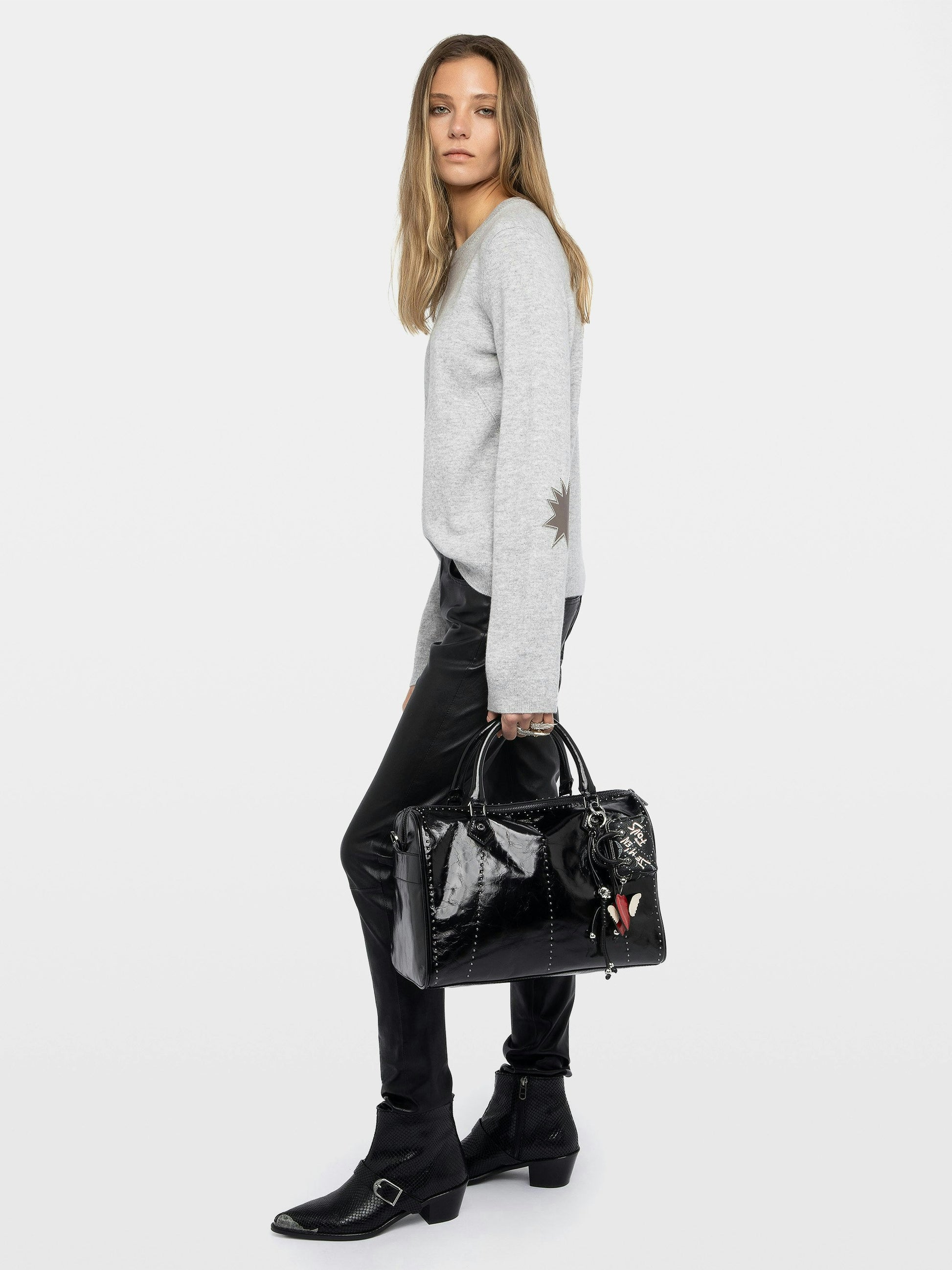 CARA SWEATER IN LIGHT GREY - Romi Boutique