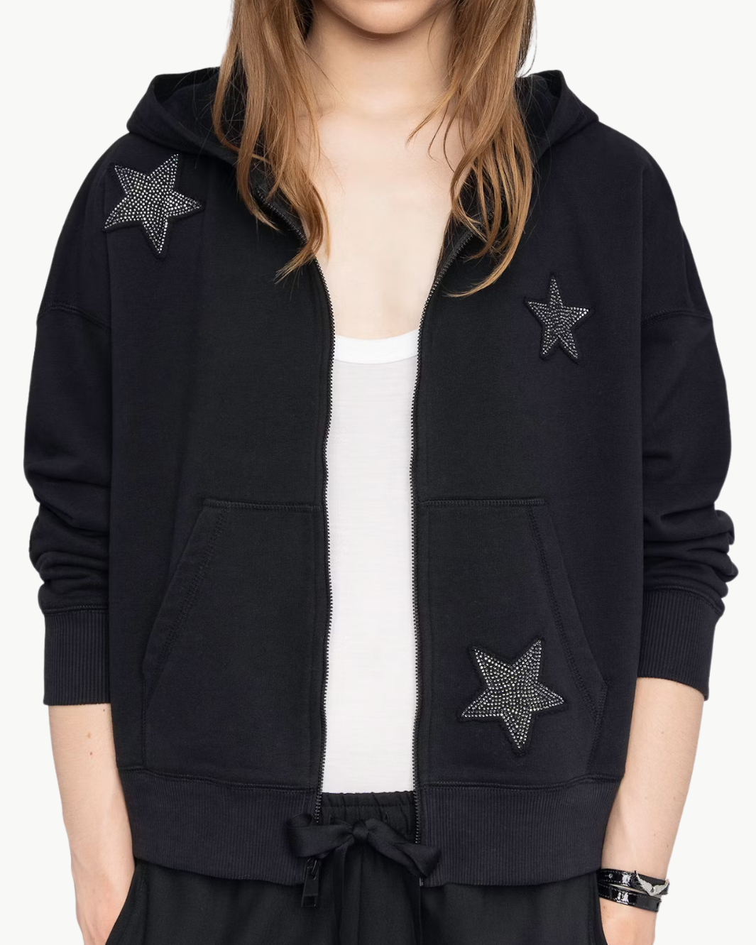MIA DIAMANTE STARS SWEATSHIRT IN BLACK - Romi Boutique