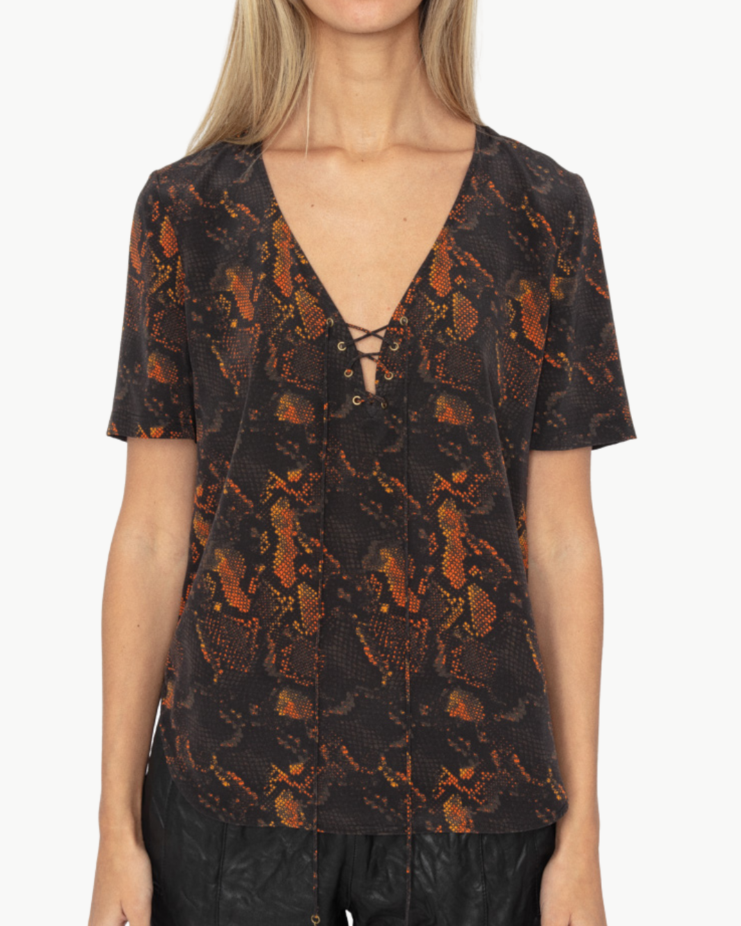 TERZO PYTHON TOP IN BLACK - Romi Boutique