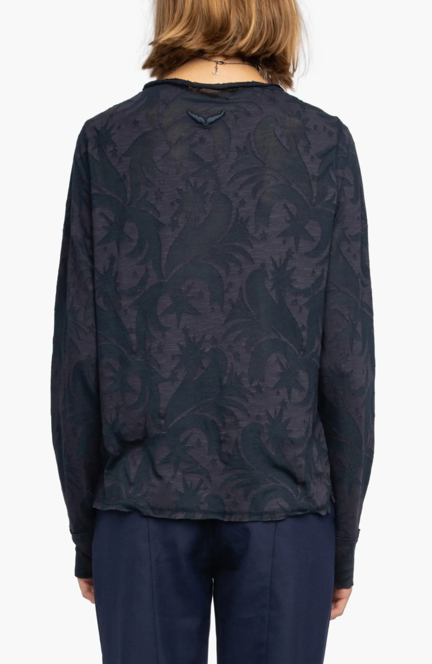 HENLEY LONG SLEEVE T-SHIRT IN ENCRE - Romi Boutique