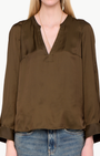 TORNY SATIN BLOUSE IN MOSS - Romi Boutique