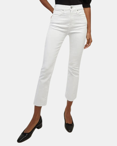 CARLY KICK FLARE RAW HEM IN WHITE - Romi Boutique