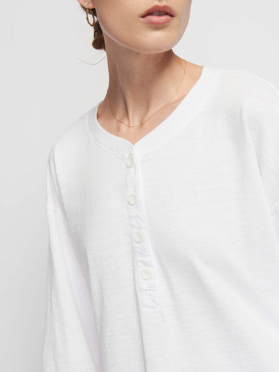 ALIX OVERSIZED HENLEY IN OPTIC WHITE - Romi Boutique