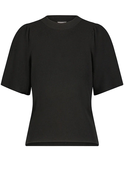 VISCOSE BLEND FLARED SLEEVE CREW IN BLACK - Romi Boutique
