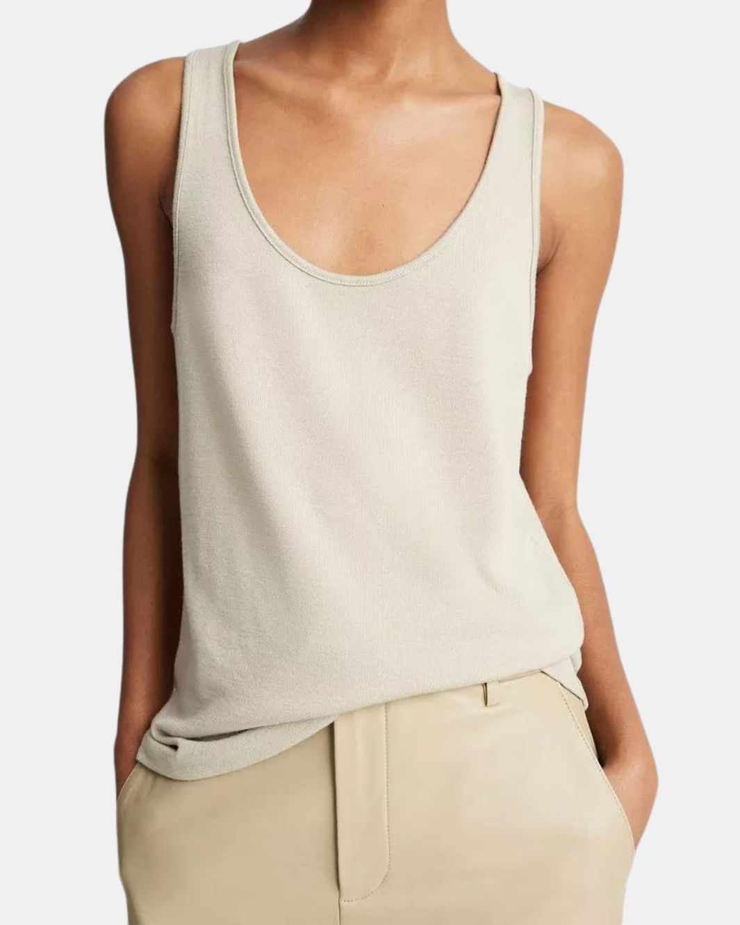 RELAXED SCOOP NECK TANK IN SEPIA - Romi Boutique