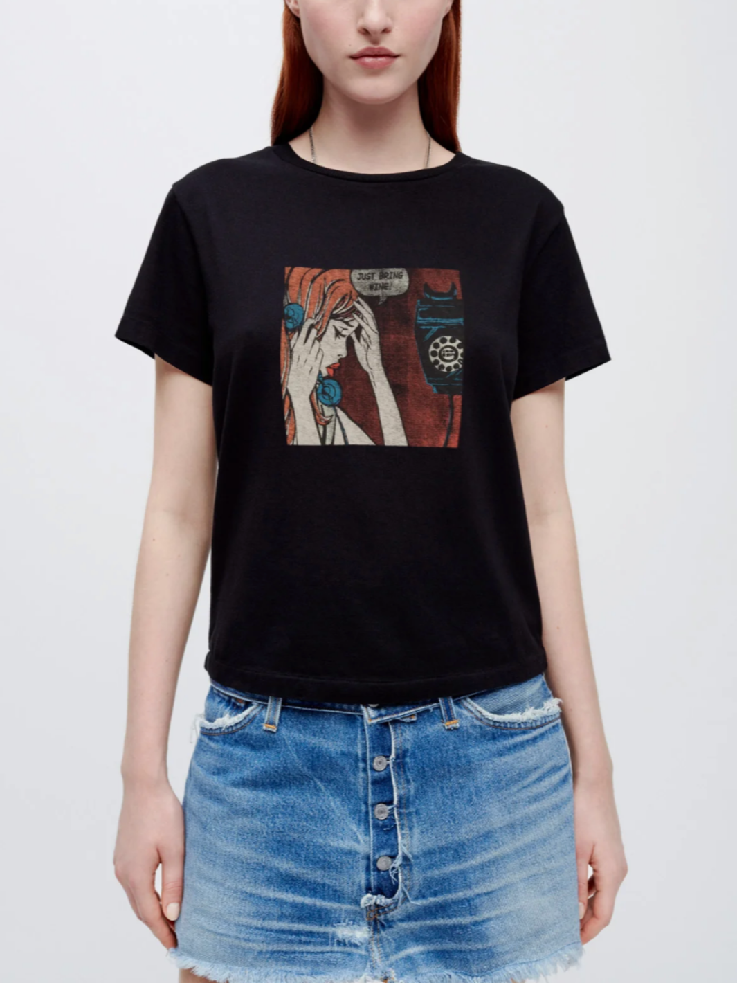 CLASSIC TEE JUST SEND WINE IN WASHED BLACK - Romi Boutique