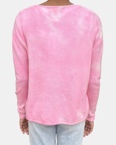 CASHMERE V NECK SWEATER IN PINK WASH - Romi Boutique