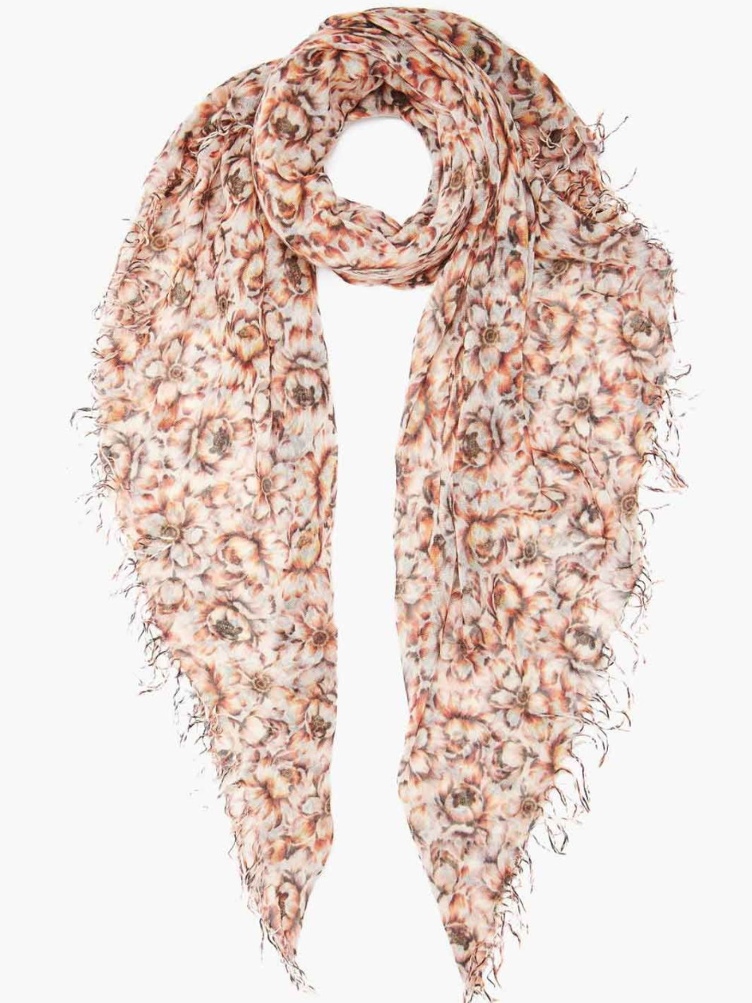 CINNAMON PEONY CASHMERE AND SILK SCARF - Romi Boutique