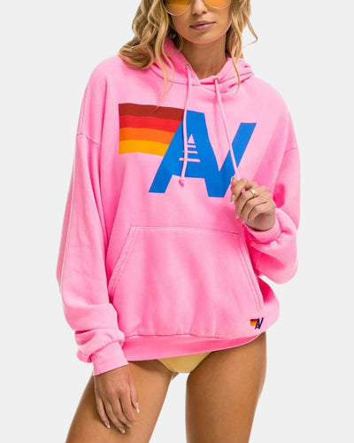 LOGO PULLOVER RELAXED HOODIE IN NEON PINK - Romi Boutique