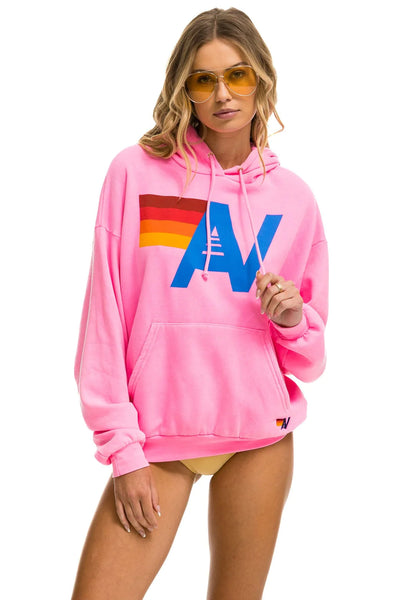 LOGO PULLOVER RELAXED HOODIE IN NEON PINK - Romi Boutique