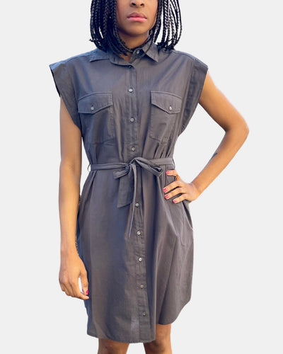 ROBINA WOVEN DRESS IN ANTHRACITE - Romi Boutique