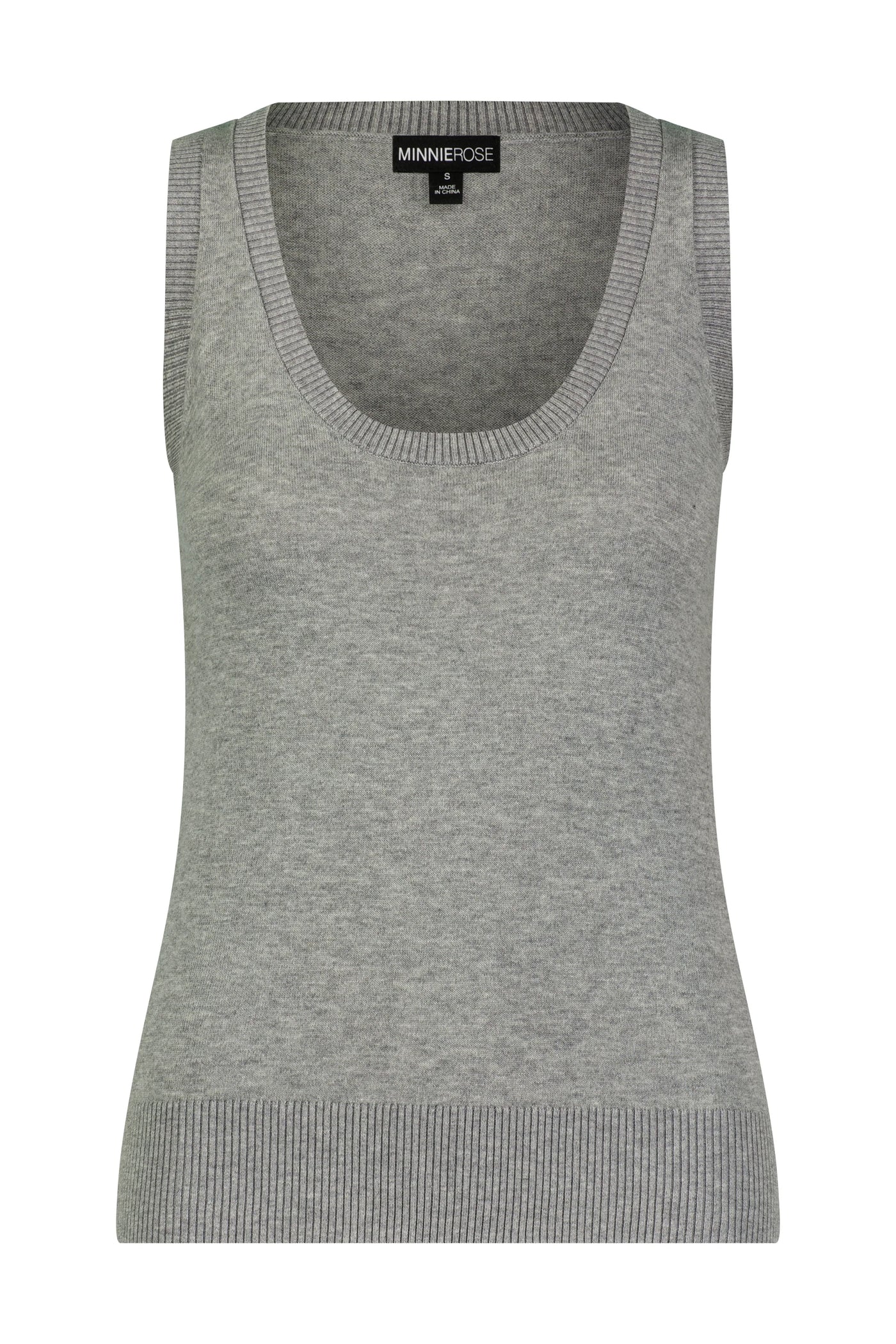 SUPIMA COTTON CASHMERE SCOOP NECK TANK IN ASH GREY - Romi Boutique