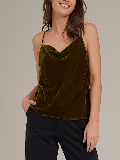 COWL NECK CAMISOLE IN OLIVE GOLD - Romi Boutique