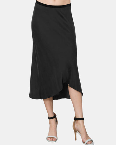 GO LUXE BIAS SKIRT IN WASHED BLACK - Romi Boutique