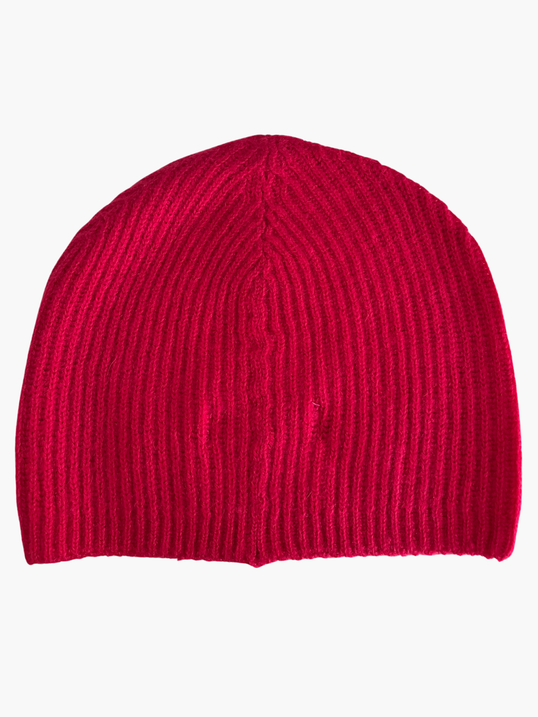 CASHMERE RIBBED BEANIE IN CHERRY - Romi Boutique