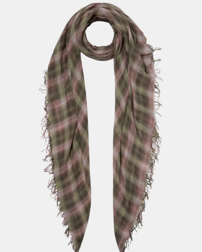 FOREST PLAID CASHMERE AND SILK SCARF - Romi Boutique
