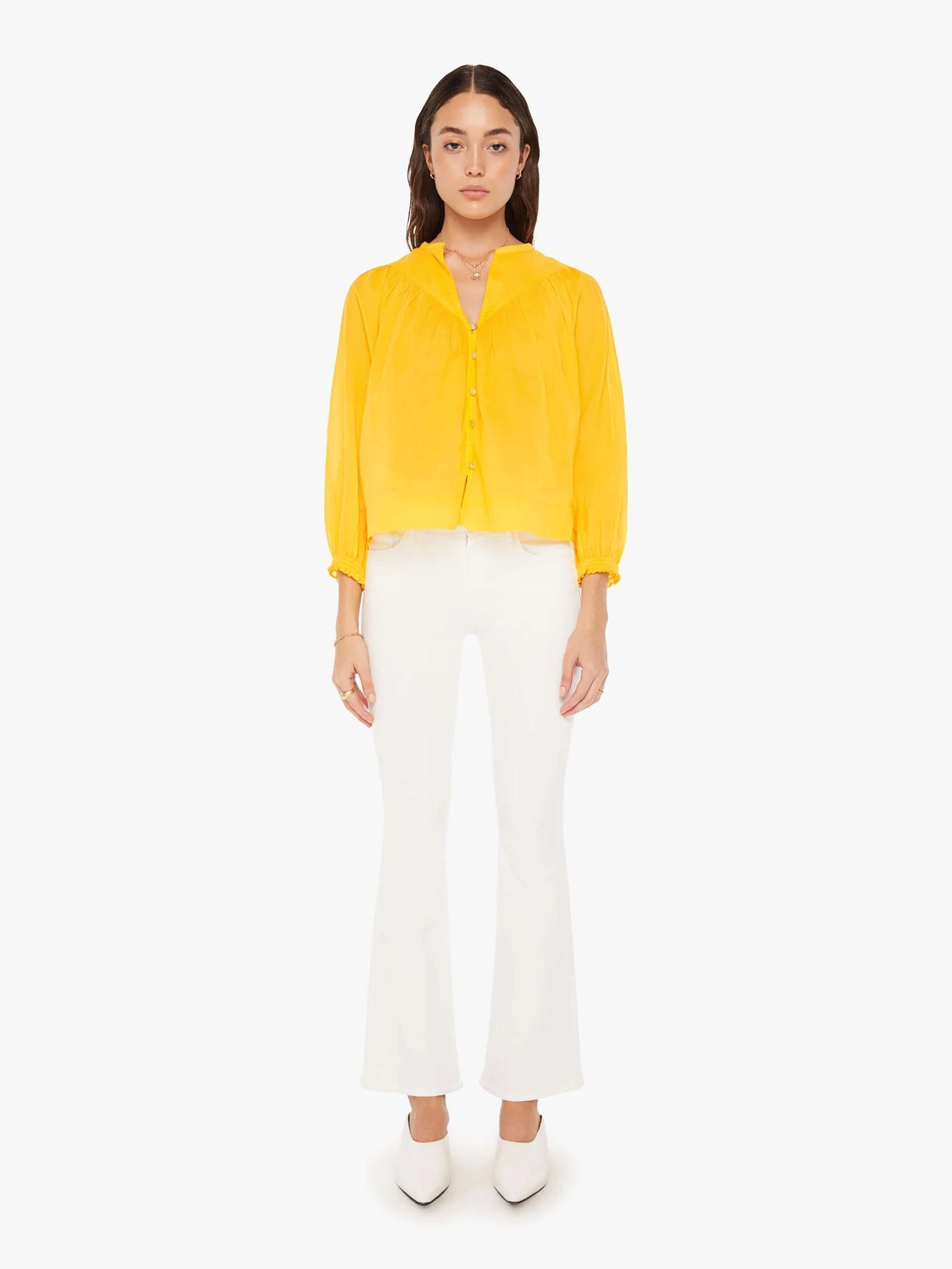 THE LOVE DEARLY TOP IN YELLOW CHROME - Romi Boutique