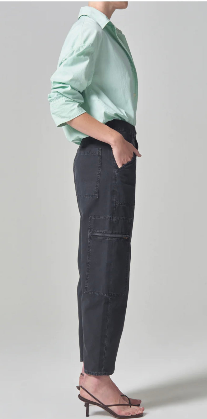 MARCELLE LOW SLUNG EASY CARGO IN WASHED BLACK - Romi Boutique