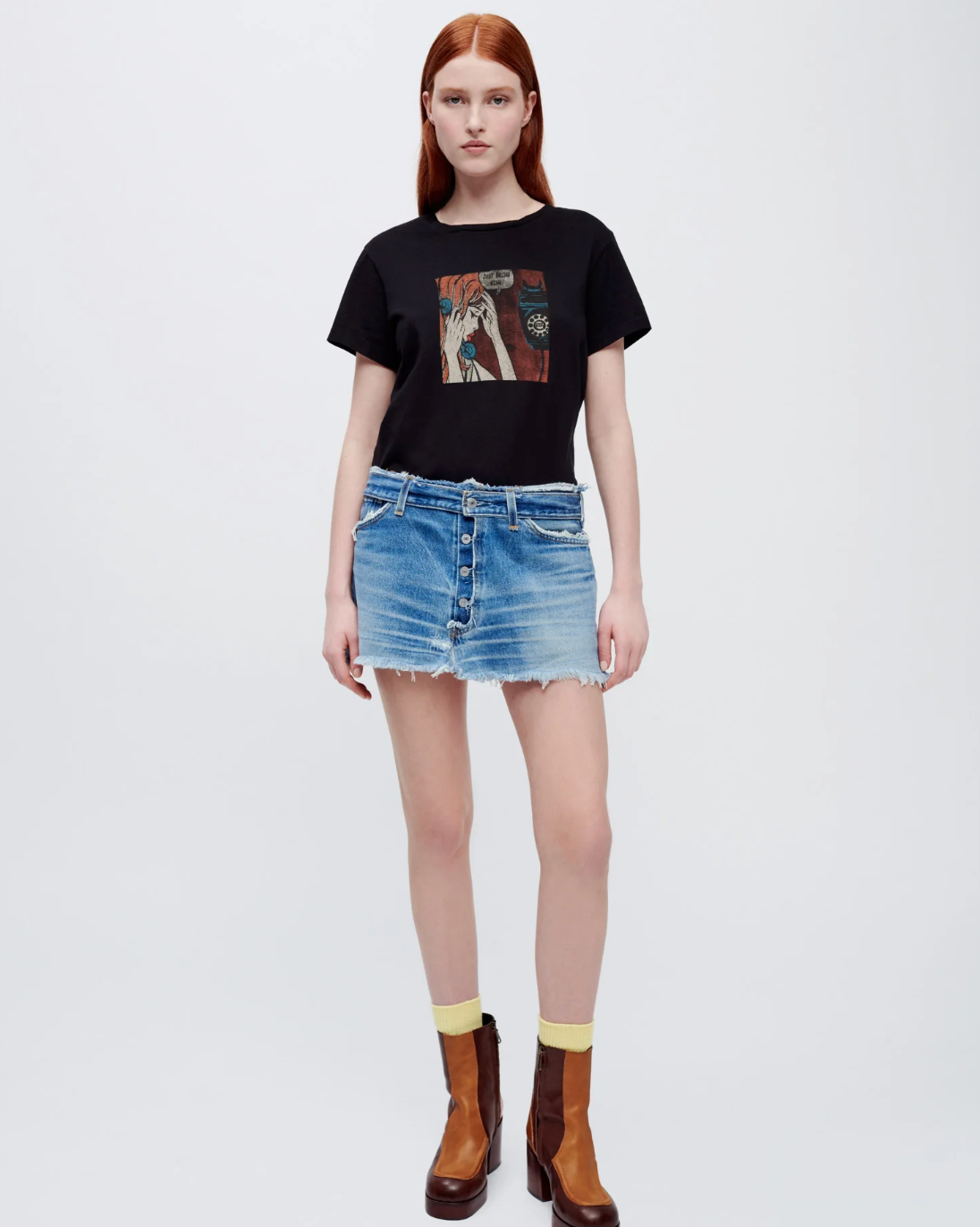 CLASSIC TEE JUST SEND WINE IN WASHED BLACK - Romi Boutique