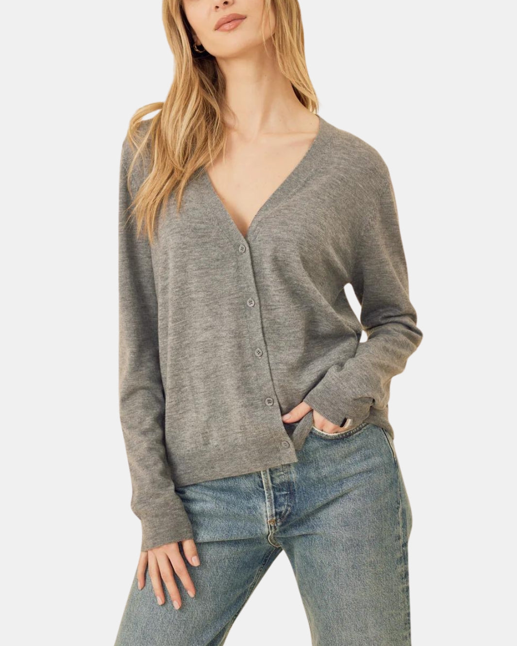 LAGUNA MERINO CARDIGAN IN SLATE - Romi Boutique