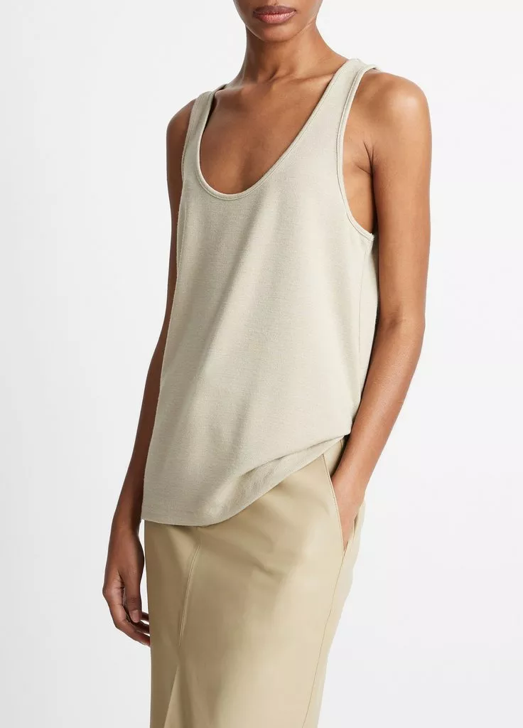 RELAXED SCOOP NECK TANK IN SEPIA - Romi Boutique