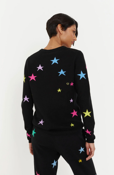 STAR SWEATER IN BLACK / MULTI - Romi Boutique