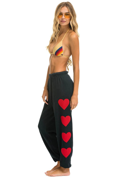 HEART STITCH 4 SWEATPANTS IN CHARCOAL - Romi Boutique