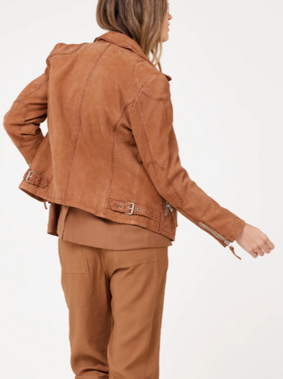 KARYN 2 RF LEATHER JACKET IN COGNAC - Romi Boutique