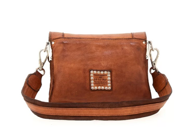 AGNESE LEATHER CROSSBODY BAG IN COGNAC - Romi Boutique