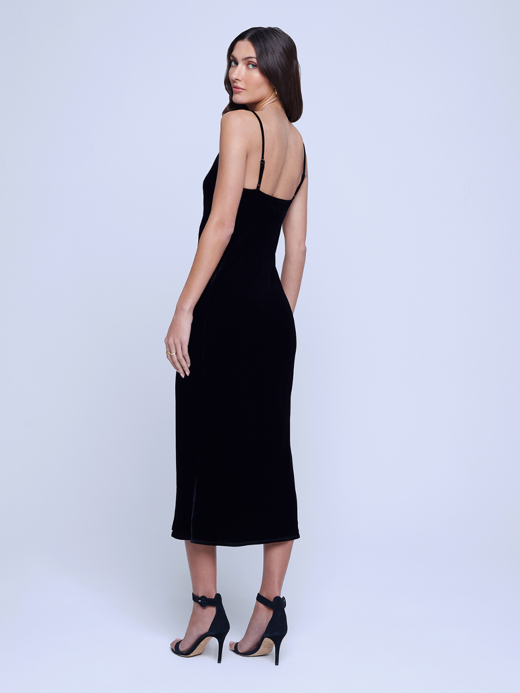SERIDIE MID LENGTH SLIP DRESS IN BLACK - Romi Boutique