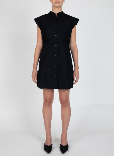 PEYTON SLEEVELESS SHIRT DRESS IN BLACK - Romi Boutique
