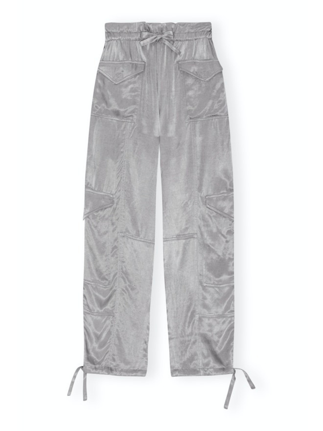 WASHED SATIN PANTS IN FROST GREY - Romi Boutique