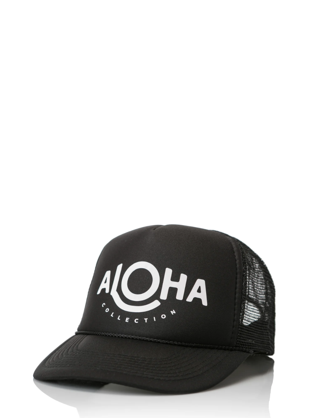 ALOHA TRUCKER HAT IN BLACK - Romi Boutique
