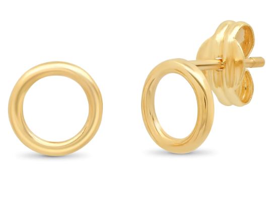 14K GOLD HOLLOW CIRCLE STUD EARRINGS - Romi Boutique