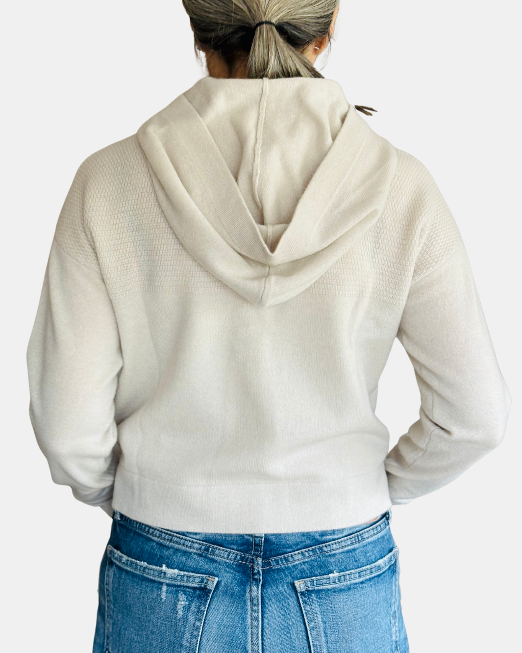 JENNA CROPPED HOODIE IN FOG - Romi Boutique