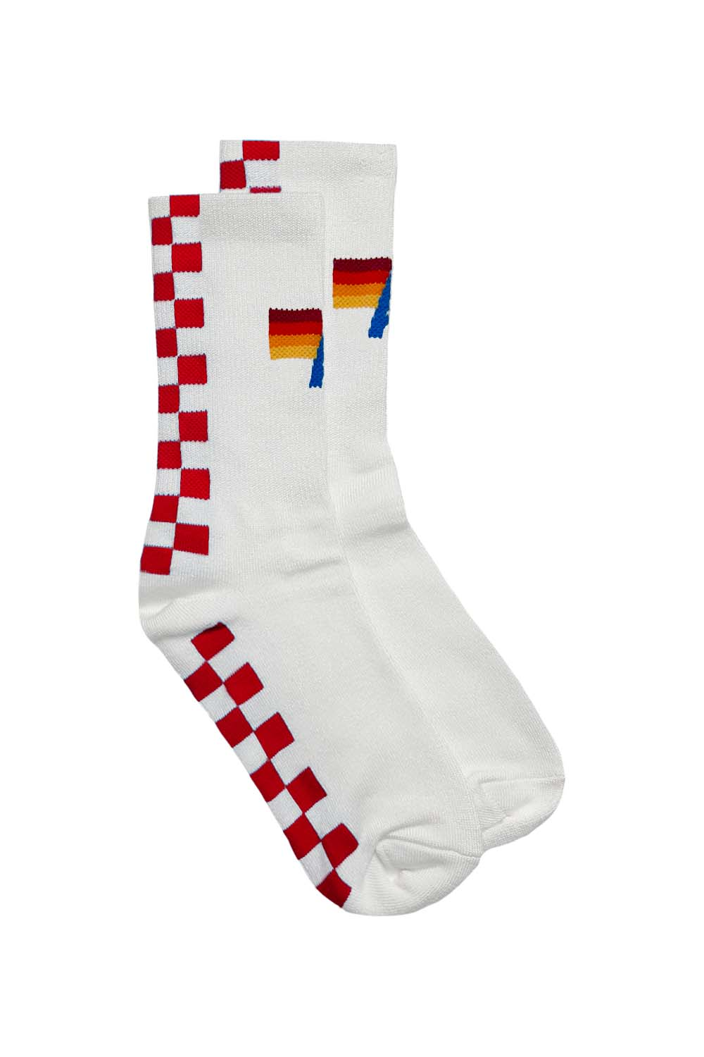 CHECKERED SOCK IN WHITE/RED - Romi Boutique