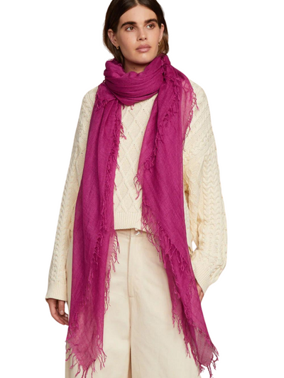 CASHMERE AND SILK SCARF IN ROSE SORBET - Romi Boutique