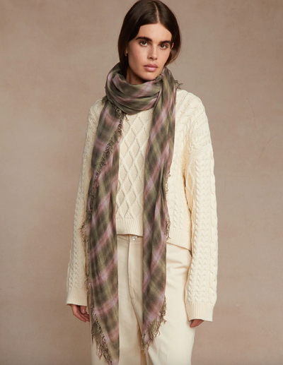 FOREST PLAID CASHMERE AND SILK SCARF - Romi Boutique