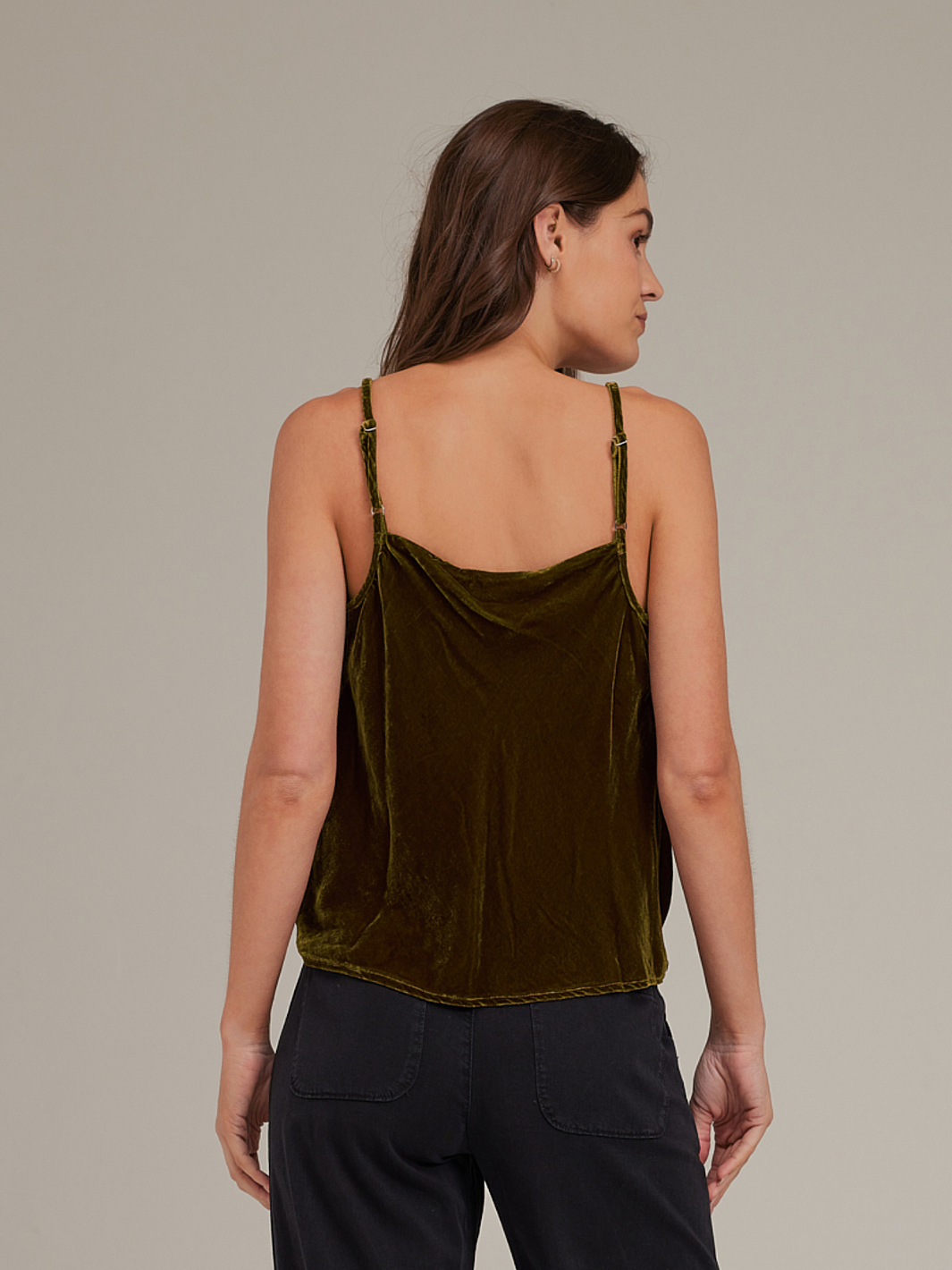 COWL NECK CAMISOLE IN OLIVE GOLD - Romi Boutique