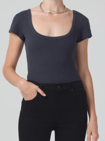 LIMA SCOOP NECK IN CHARCOAL - Romi Boutique