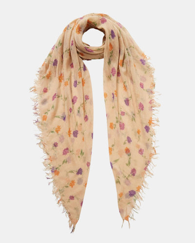 CASHMERE AND SILK SCARF IN CREAM - Romi Boutique