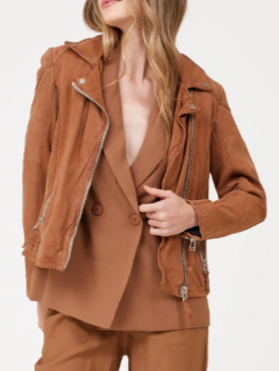 KARYN 2 RF LEATHER JACKET IN COGNAC - Romi Boutique