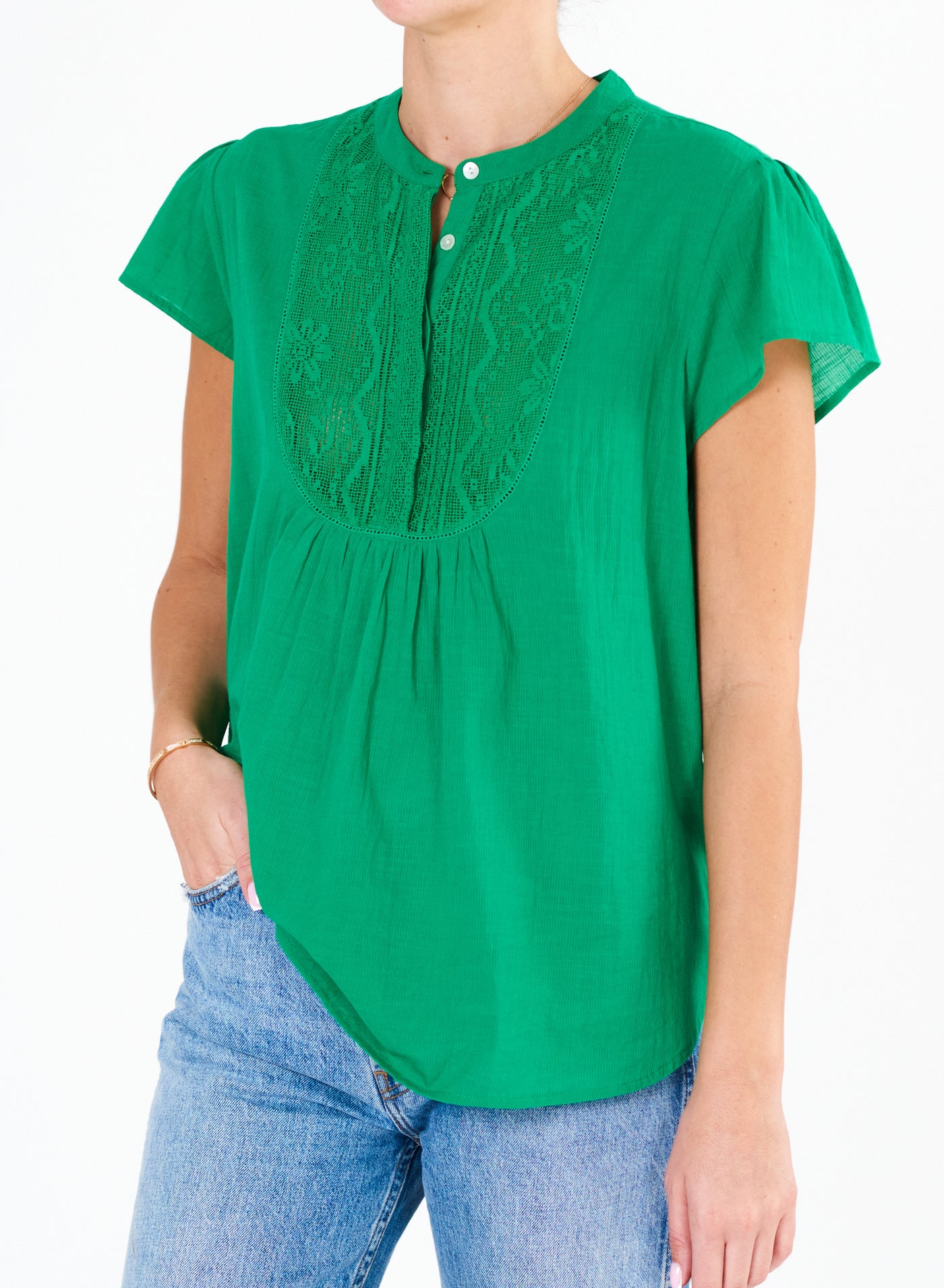 FREYA LACE TOP IN GREEN - Romi Boutique