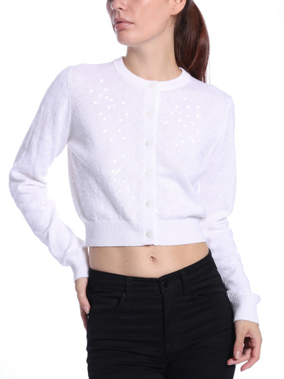COTTON CASHMERE SEQUINED CROPPED CARDIGAN - Romi Boutique