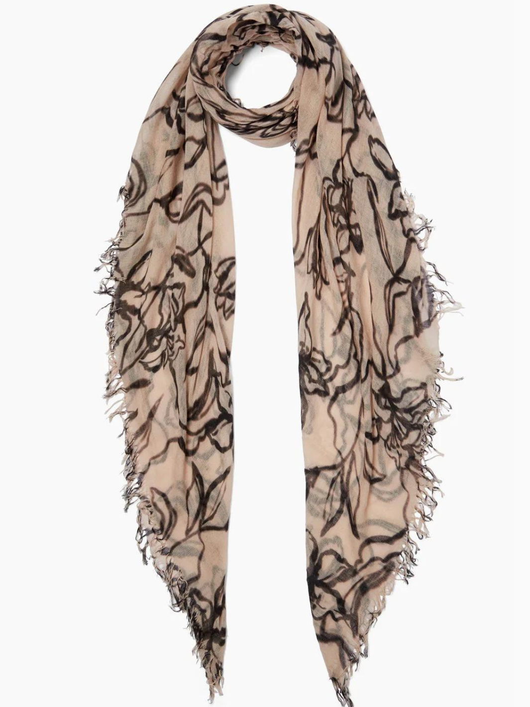 PAINTERLY FLORAL CASHMERE AND SILK SCARF IN EGRET - Romi Boutique