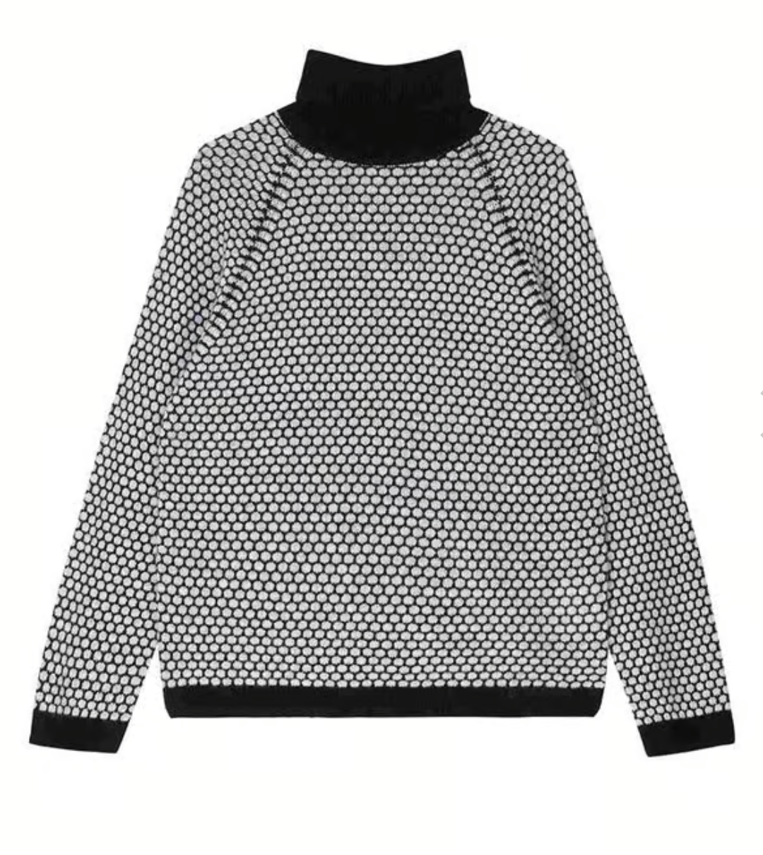 HONEYCOMB ROLL COLLAR IN BLACK MARBLE - Romi Boutique