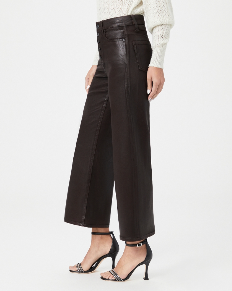 ANESSA WIDE LEG FAUX LEATHER PANT IN CHICORY LUXE COATING - Romi Boutique